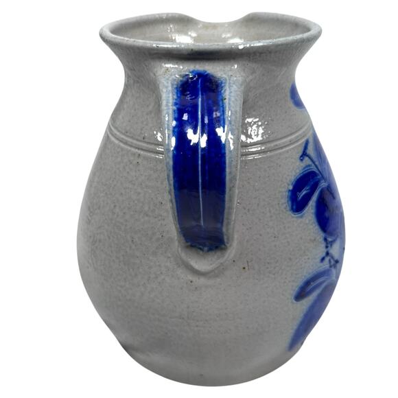 Vintage Eldreth Pottery Large Pitcher Jug Salt Glaze Apple Basket Signed 1995 - Picture 4 of 10